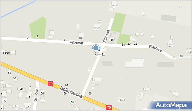 Łowicz, Filtrowa, 3, mapa Łowicza