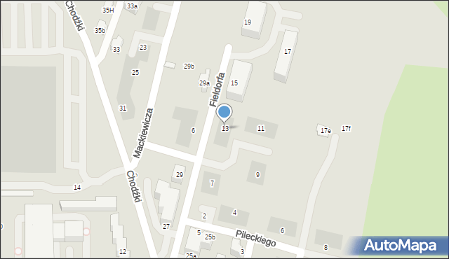 Lublin, Fieldorfa-Nila Augusta Emila, gen., 13, mapa Lublina