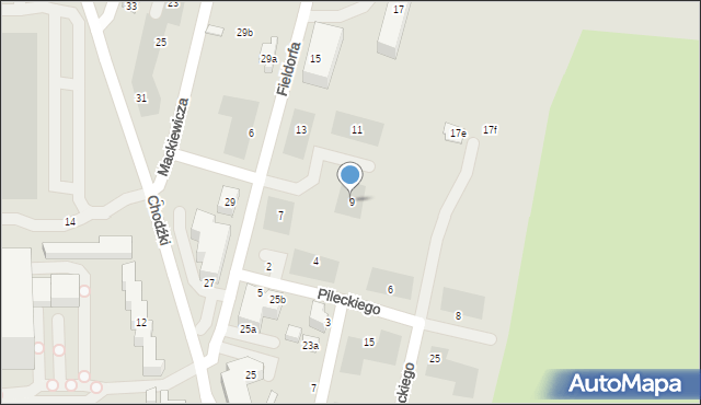 Lublin, Fieldorfa-Nila Augusta Emila, gen., 9, mapa Lublina