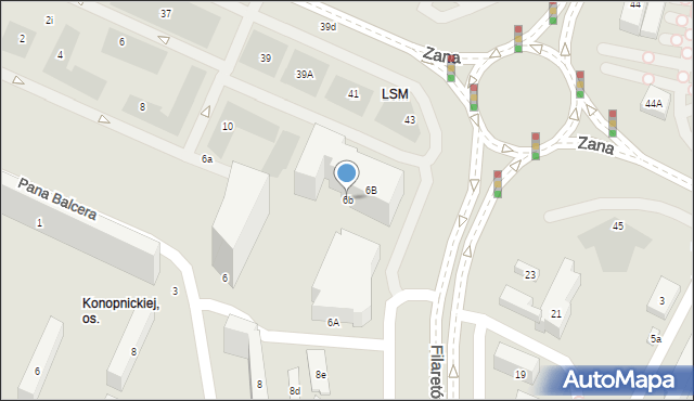 Lublin, Filaretów, 6b, mapa Lublina