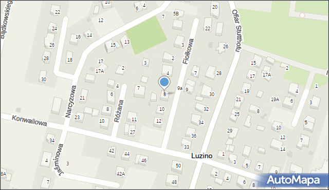 Luzino, Fiołkowa, 8, mapa Luzino