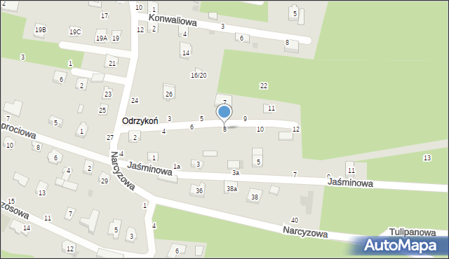Olsztyn, Fiołkowa, 8, mapa Olsztyna