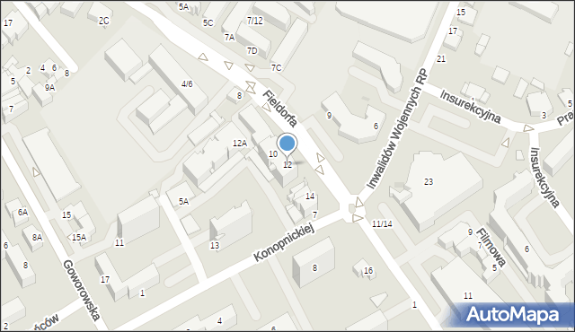 Ostrołęka, Fieldorfa-Nila Augusta Emila, gen., 12, mapa Ostrołęka