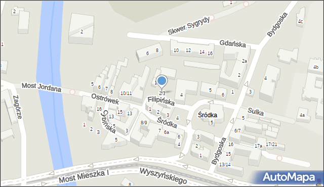 Poznań, Filipińska, 2/3, mapa Poznania