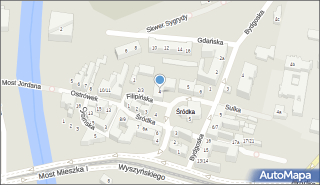 Poznań, Filipińska, 4, mapa Poznania