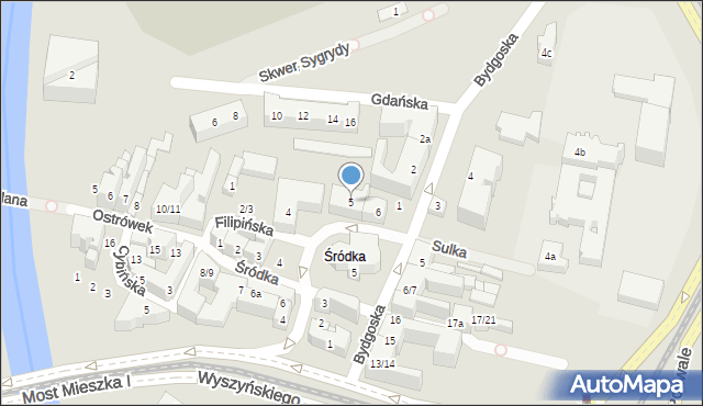 Poznań, Filipińska, 5, mapa Poznania