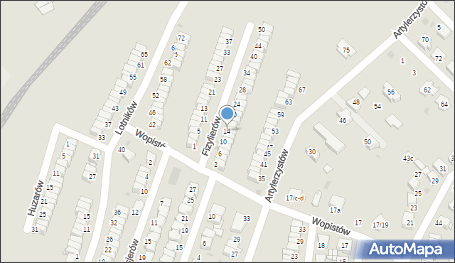 Radzionków, Fizylierów, 14, mapa Radzionków