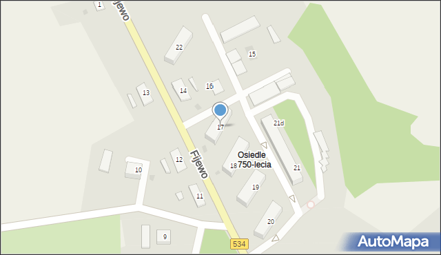 Radzyń Chełmiński, Fijewo, 17, mapa Radzyń Chełmiński