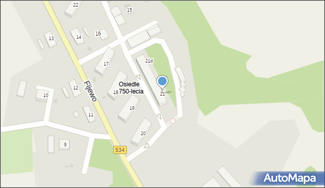 Radzyń Chełmiński, Fijewo, 21, mapa Radzyń Chełmiński