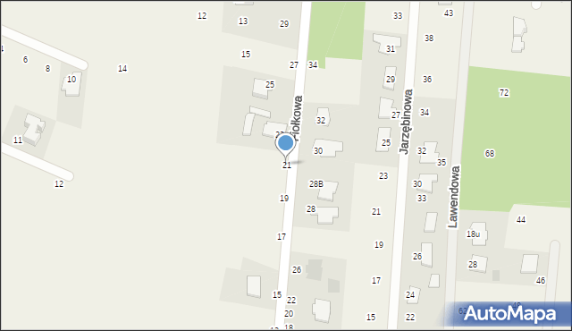 Rożno-Parcele, Fiołkowa, 21, mapa Rożno-Parcele