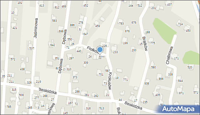 Rybarzowice, Fiołków, 22, mapa Rybarzowice