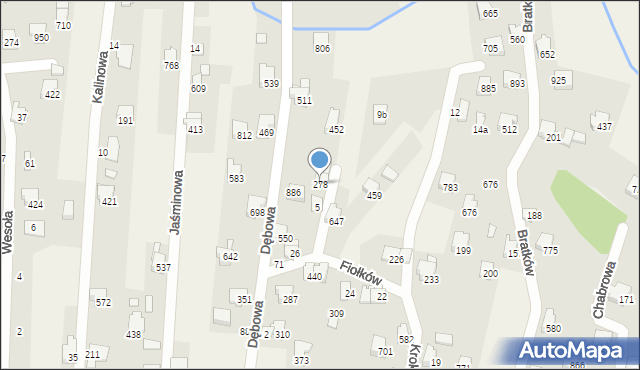 Rybarzowice, Fiołków, 278, mapa Rybarzowice