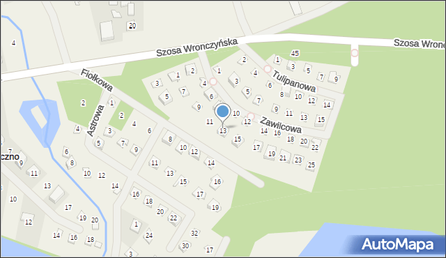 Stęszewko, Fiołkowa, 13, mapa Stęszewko