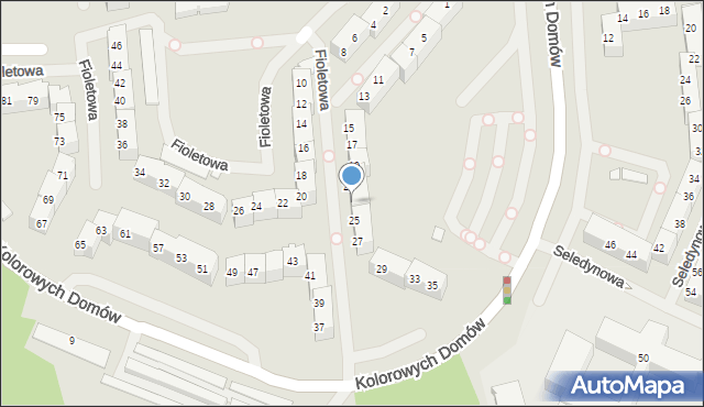 Szczecin, Fioletowa, 23, mapa Szczecina