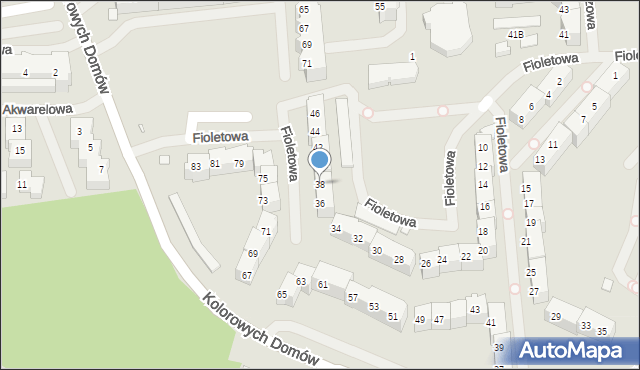 Szczecin, Fioletowa, 38, mapa Szczecina