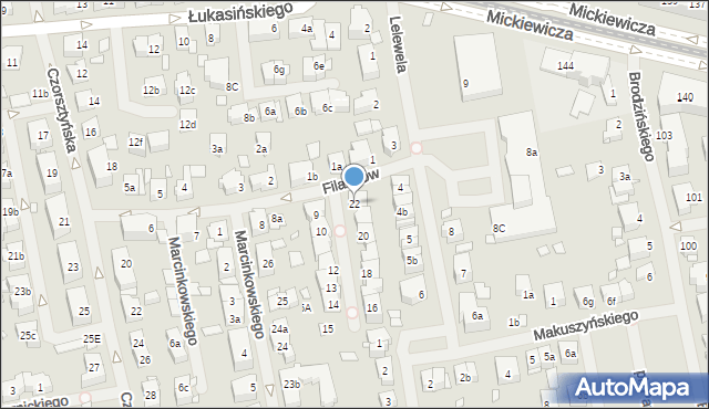 Szczecin, Filaretów, 22, mapa Szczecina