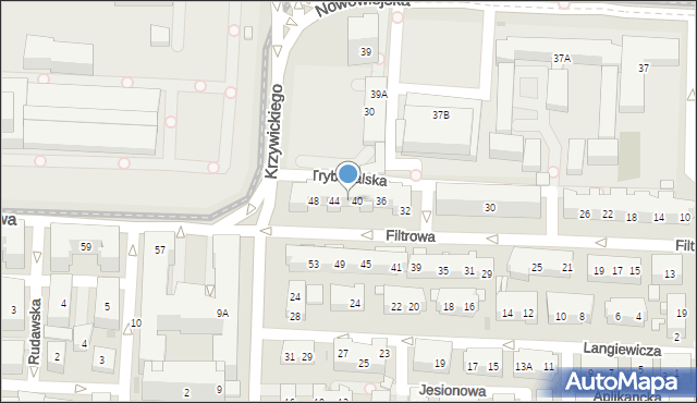 Warszawa, Filtrowa, 42, mapa Warszawy