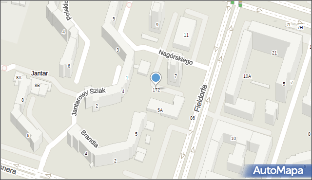 Warszawa, Fieldorfa-Nila Augusta Emila, gen., 172, mapa Warszawy