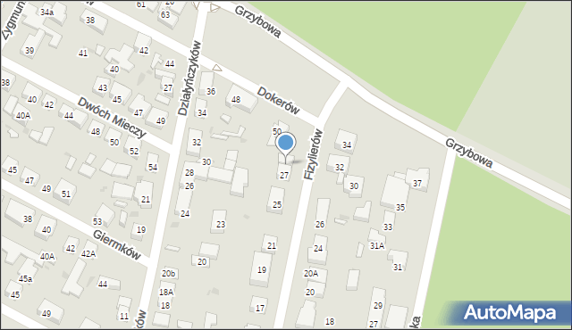 Warszawa, Fizylierów, 29, mapa Warszawy