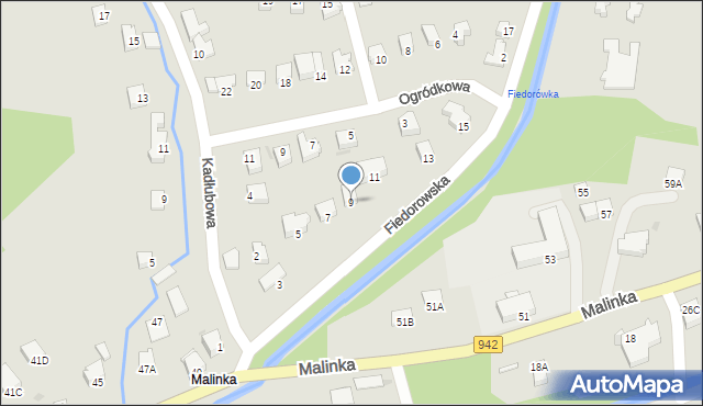 Wisła, Fiedorowska, 9, mapa Wisła