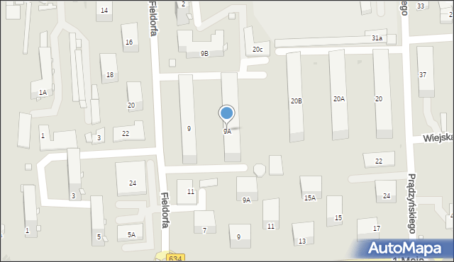 Wołomin, Fieldorfa-Nila Augusta Emila, gen., 9A, mapa Wołomin