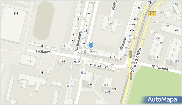 Wrocław, Fiołkowa, 13, mapa Wrocławia