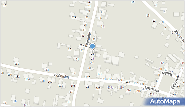 Zawiercie, Filaretów, 26, mapa Zawiercie