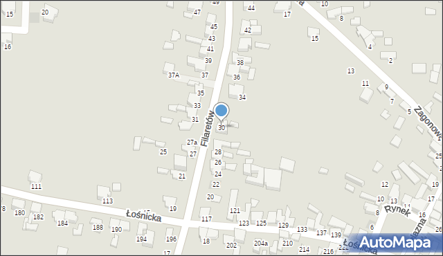 Zawiercie, Filaretów, 30, mapa Zawiercie