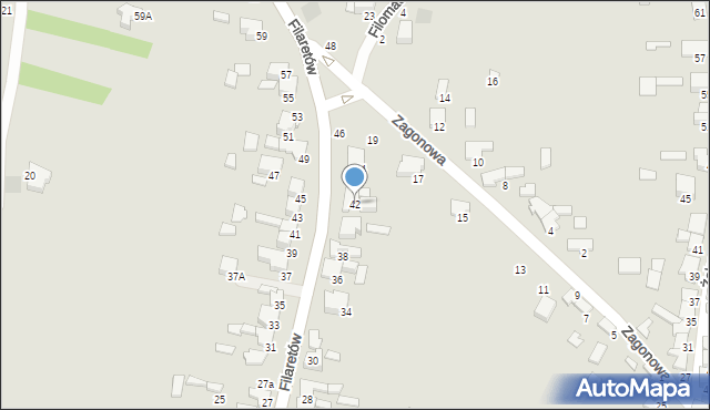 Zawiercie, Filaretów, 42, mapa Zawiercie