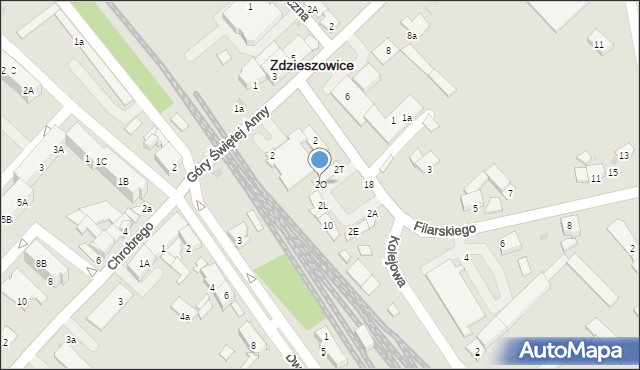 Zdzieszowice, Filarskiego, 2O, mapa Zdzieszowice