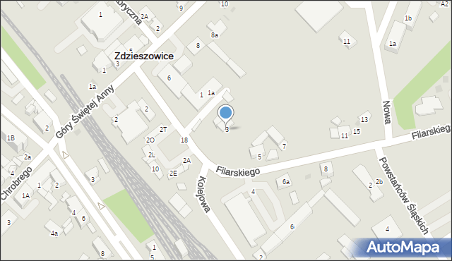 Zdzieszowice, Filarskiego, 3, mapa Zdzieszowice