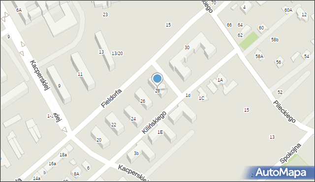 Żyrardów, Fieldorfa-Nila Augusta Emila, gen., 28, mapa Żyrardów