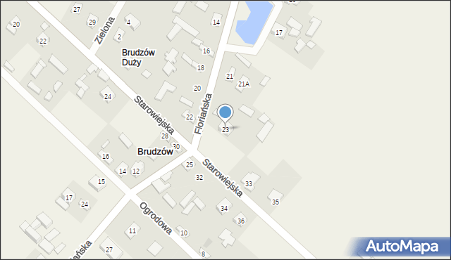 Brudzów, Floriańska, 23, mapa Brudzów