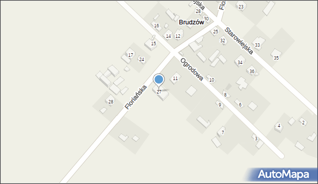 Brudzów, Floriańska, 27, mapa Brudzów