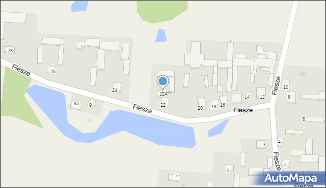 Flesze, Flesze, 22A, mapa Flesze