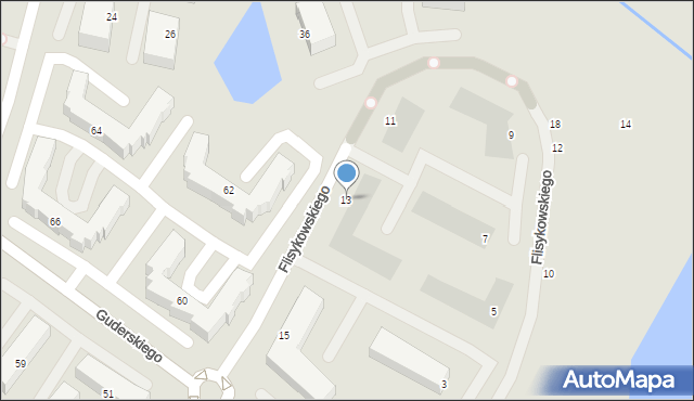 Gdańsk, Flisykowskiego Alfonsa, 13, mapa Gdańska