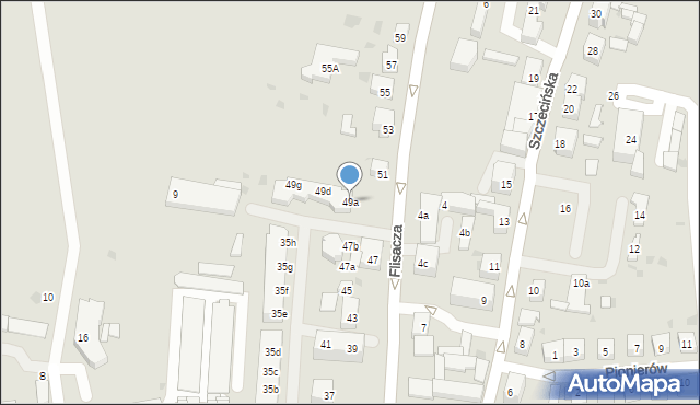 Gryfino, Flisacza, 49a, mapa Gryfino