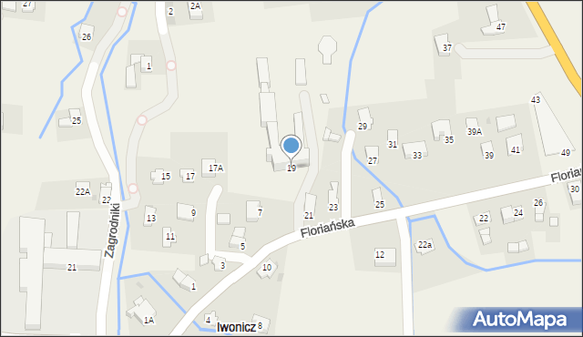 Iwonicz, Floriańska, 19, mapa Iwonicz