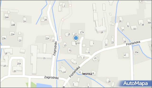 Iwonicz, Floriańska, 9, mapa Iwonicz