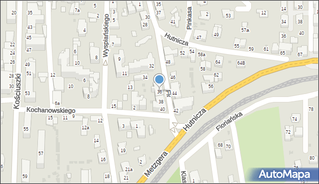 Jasło, Floriańska, 36, mapa Jasła