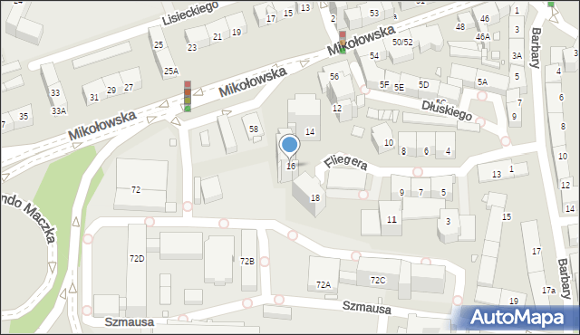 Katowice, Fliegera Stanisława, 16, mapa Katowic