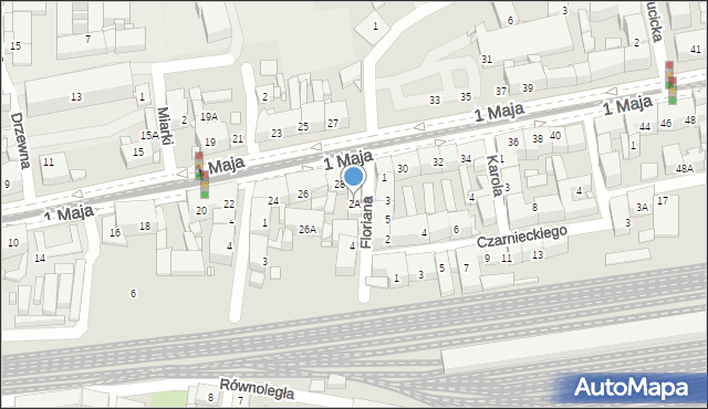 Katowice, Floriana, 2A, mapa Katowic