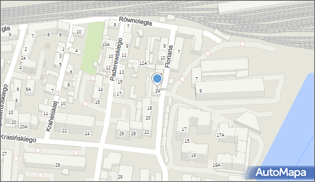 Katowice, Floriana, 14, mapa Katowic
