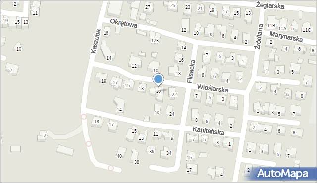 Konin, Flisacka, 20, mapa Konina