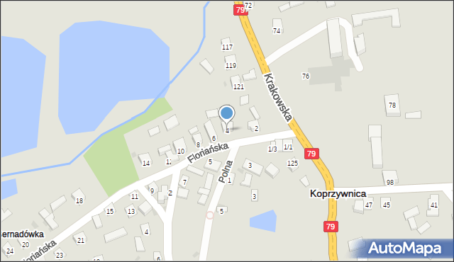 Koprzywnica, Floriańska, 4, mapa Koprzywnica