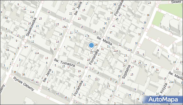 Kraków, Floriańska, 22, mapa Krakowa