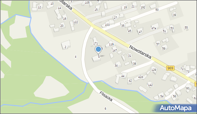 Krośnica, Flisacka, 1, mapa Krośnica