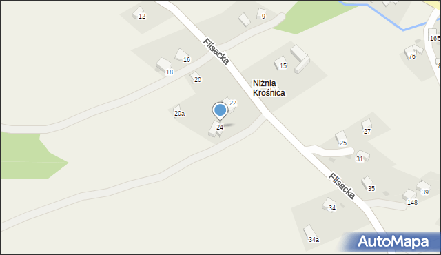 Krośnica, Flisacka, 24, mapa Krośnica