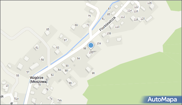 Młoszowa, Florkiewicza, 100, mapa Młoszowa