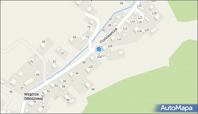 Młoszowa, Florkiewicza, 104, mapa Młoszowa